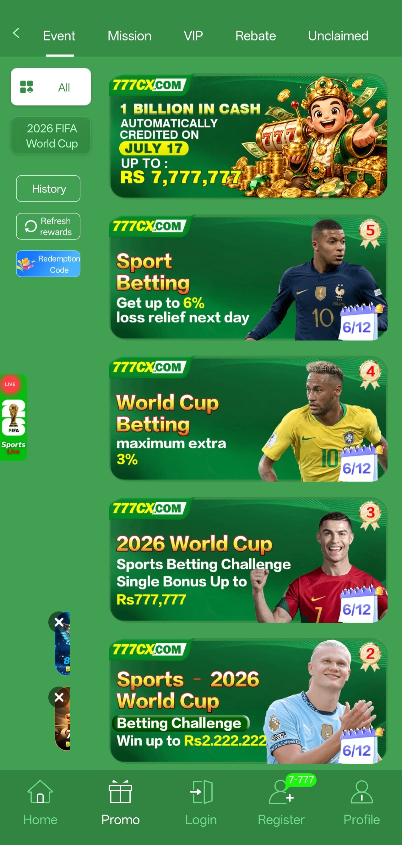 777cx app live casino screenshot
