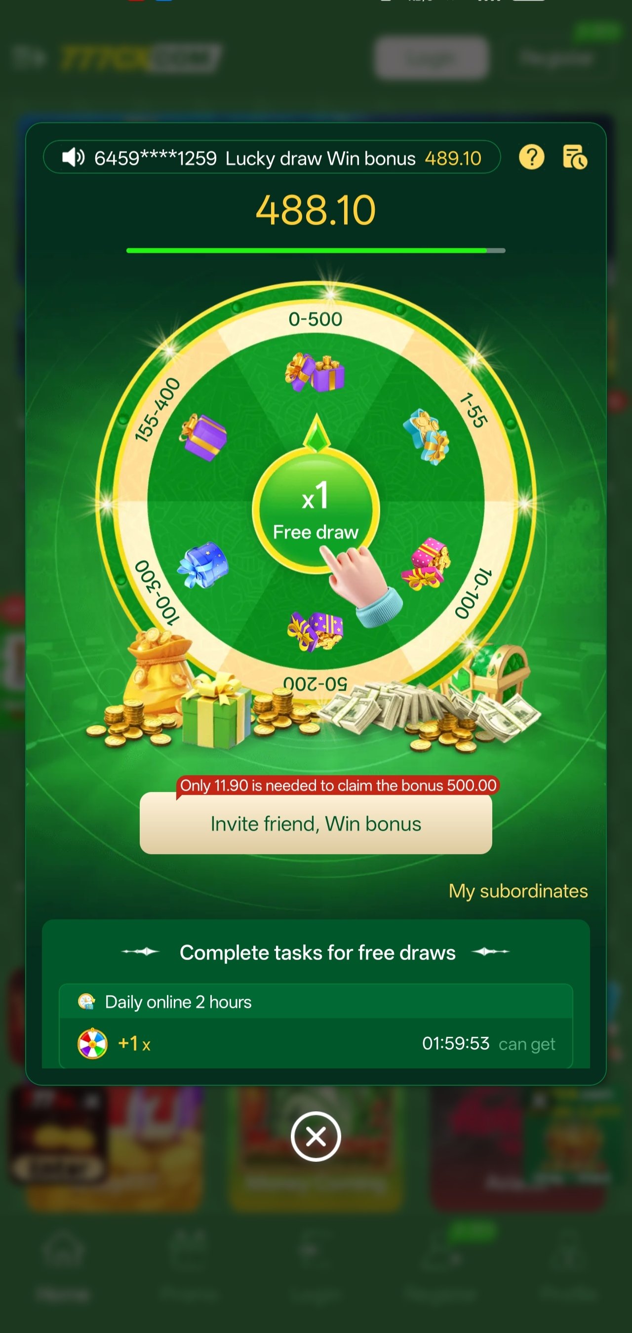 777cx app promotions and bonus screenshot